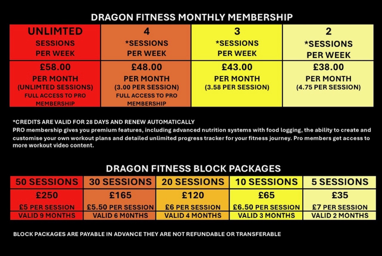 Dragon Fitness pricing 2025-2026